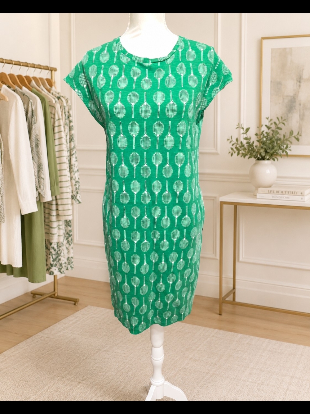 Boden Green Tennis-Print Tee - Picture 2 of 7